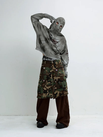 Dirty mask removable gloves hoodie