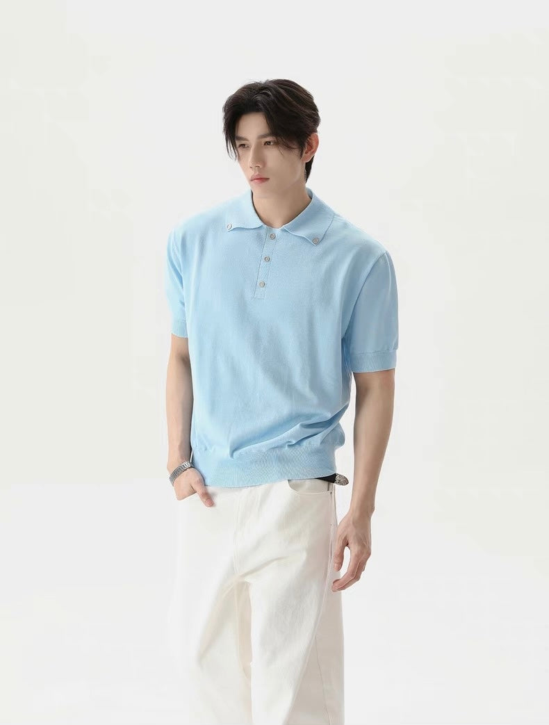 Buttons designed casual polo shirt
