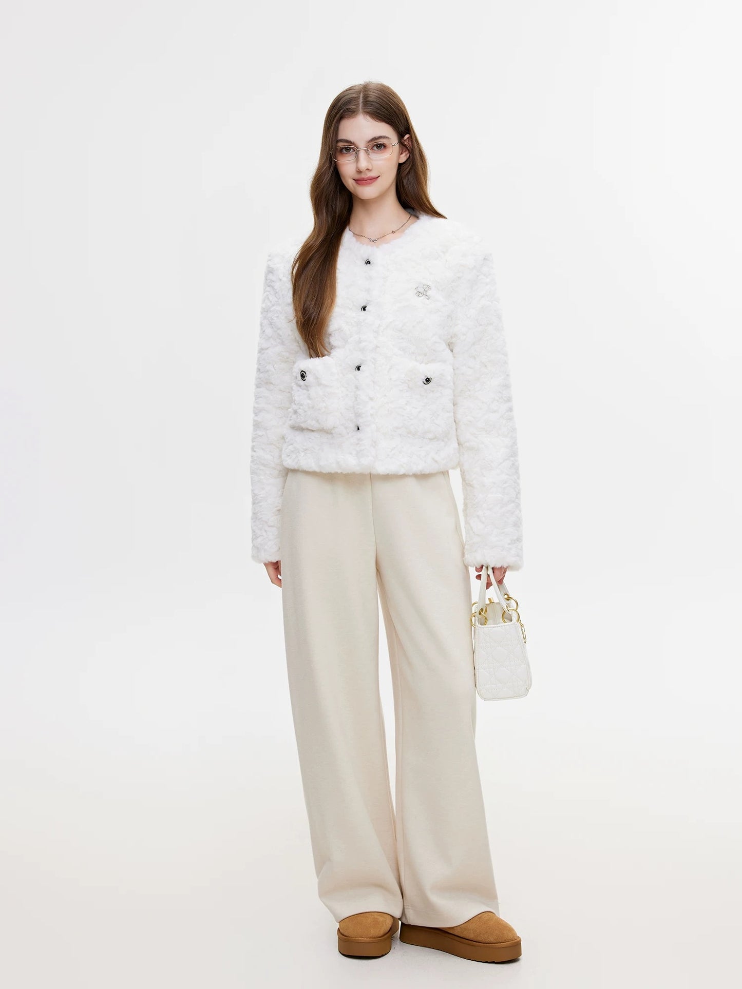 Ethereal snow white fur jacket