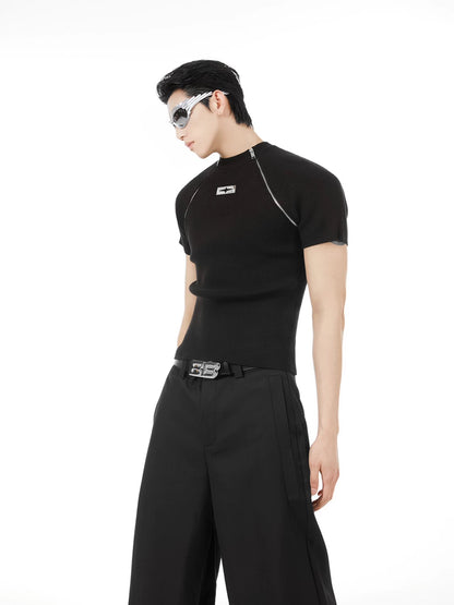Genderless slim fit knit t-shirt