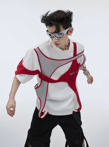 Double layer futuristic coated t-shirt