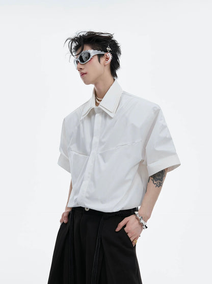 Double collar cushion shoulder shirt
