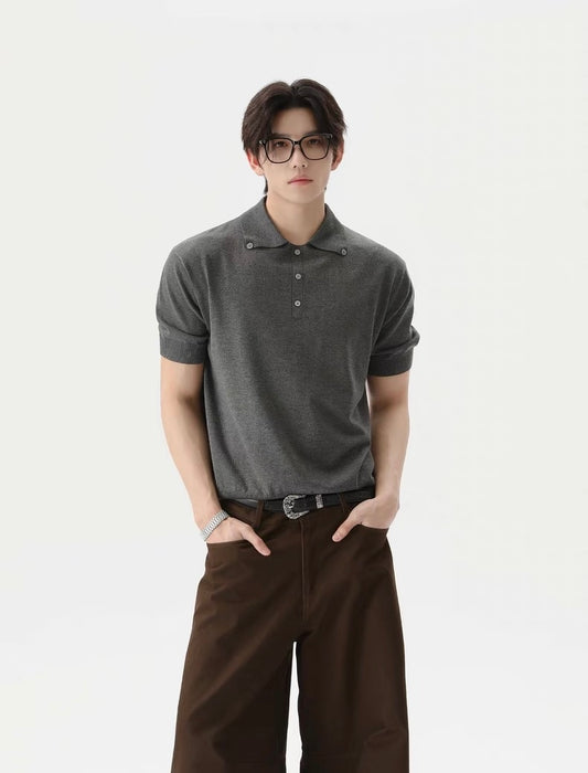 Buttons designed casual polo shirt