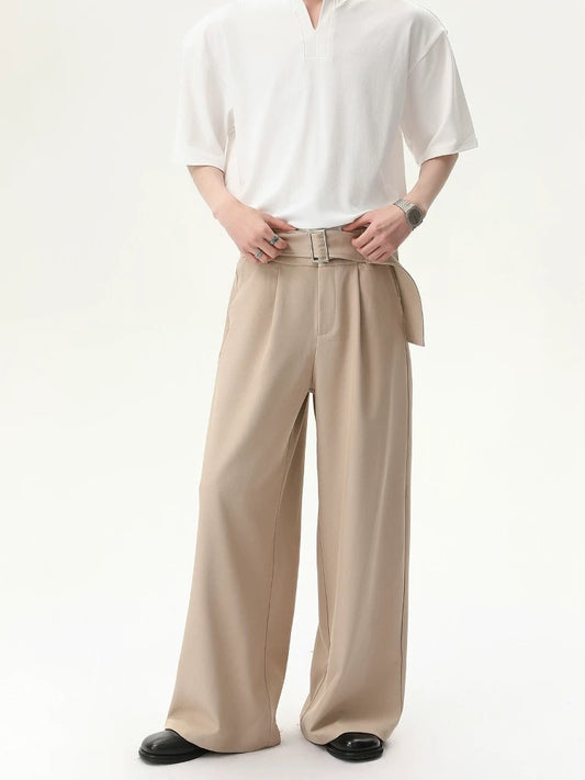 Premium removable waistband relaxed straight pants