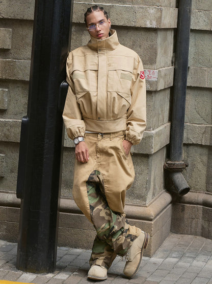 Desert fusion wide leg camouflage panel cargo pants