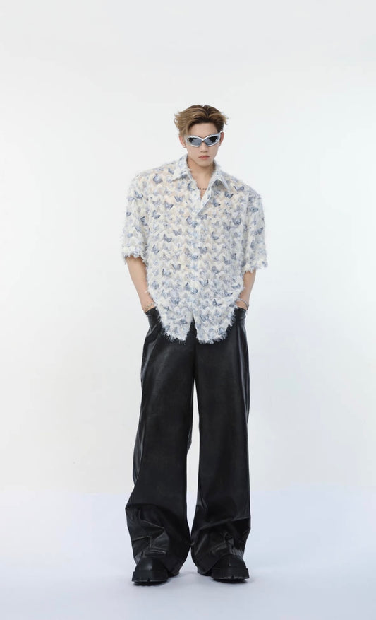 Butterfly fringe short sleeve shirt