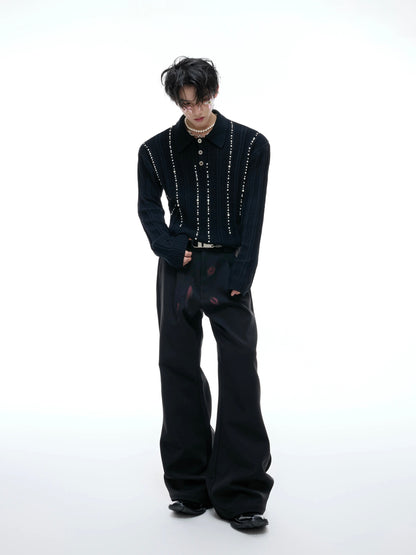 Mystic pearl lined long sleeve polo shirt