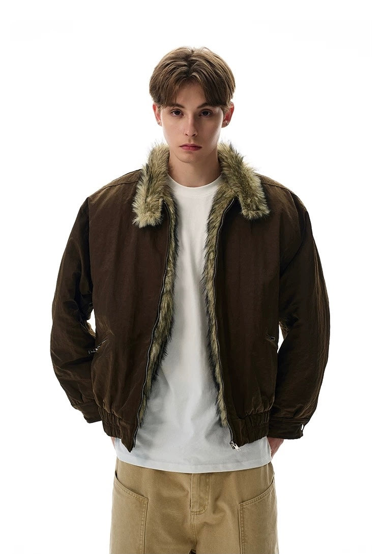 Nocturnal luxe fur bomber jacket