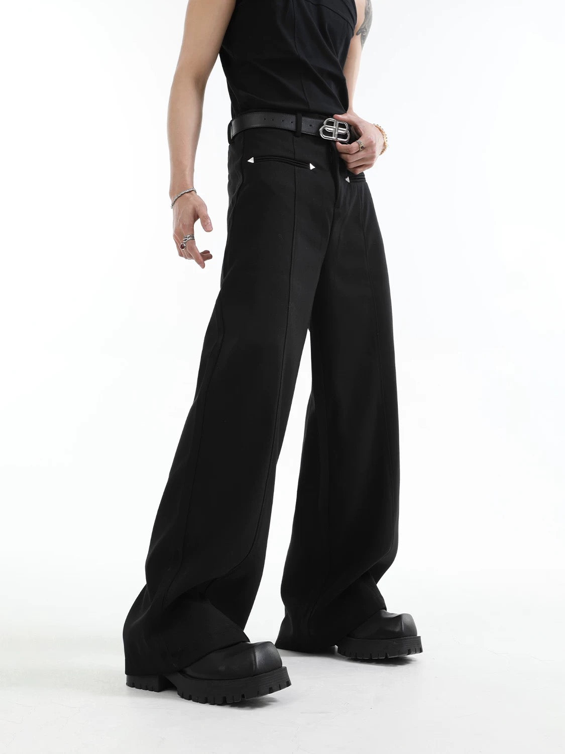 Elegant straight shaft suit pants