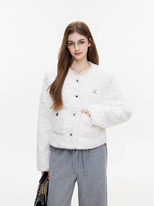 Ethereal snow white fur jacket