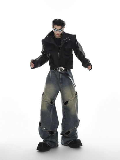 Blade cut design denim pants