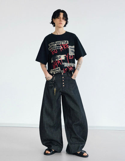 Creative original graffiti printed letters t-shirt