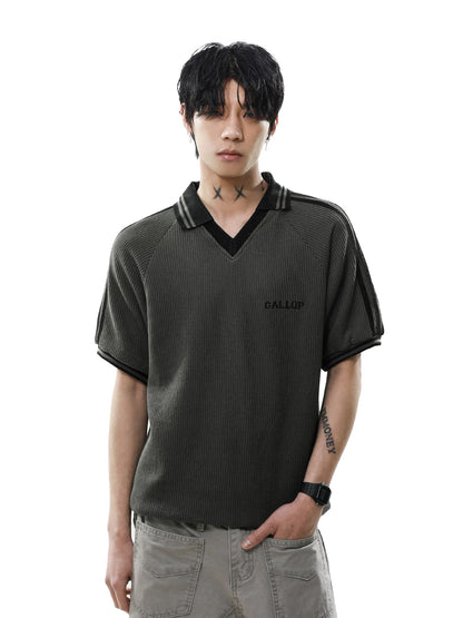 Relaxed college style collar polo shirt