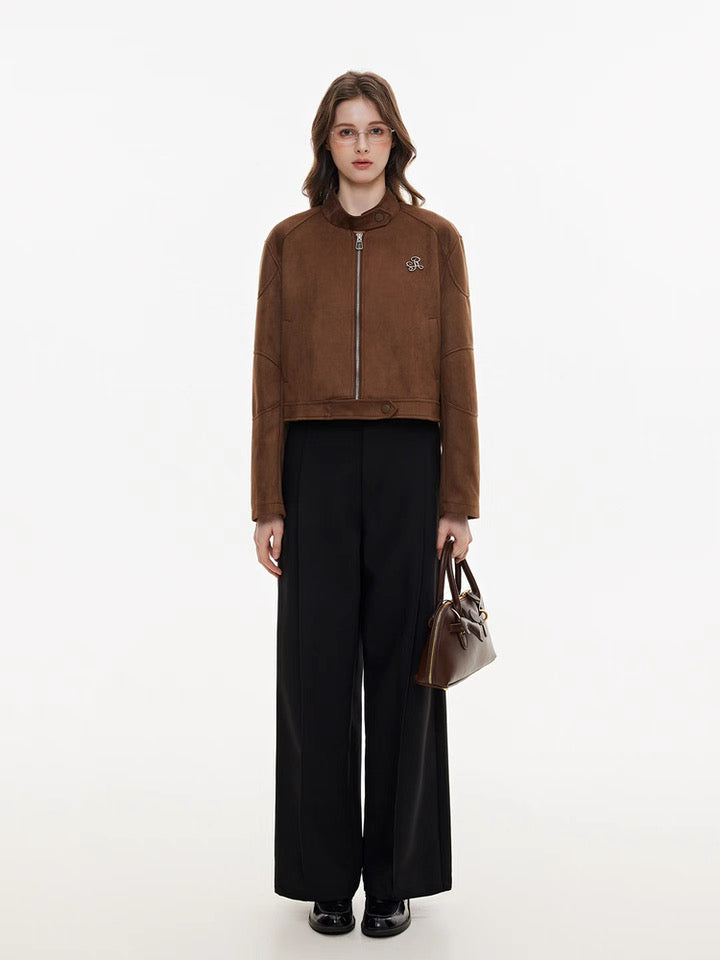 Terracotta suede texture sculpted jacket