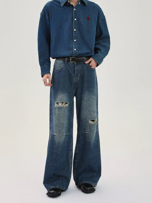Grace worn out straight leg denim pants