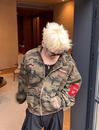 Savage urban camouflage street oversized zip hoodie