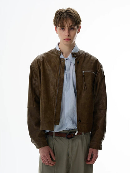 Celestial linearity modern crafted leather jacket