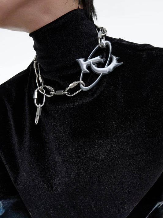 Heavy metal chain punk matte finish necklace
