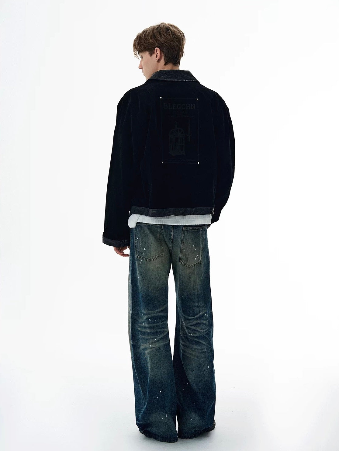 Obsidian contrast croco trim jacket