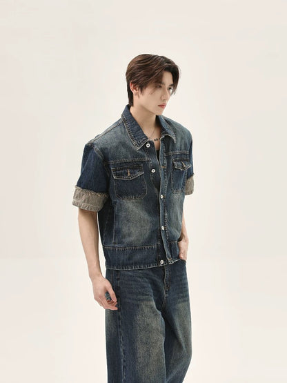 Old fashion denim setup short sleeve jacket
