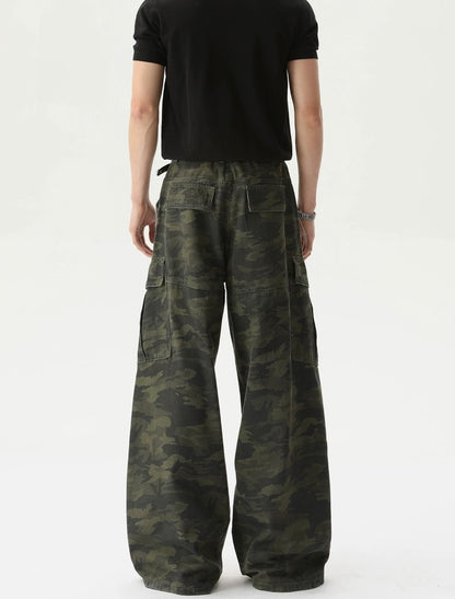 Multi pockets sensational wide leg denim pants