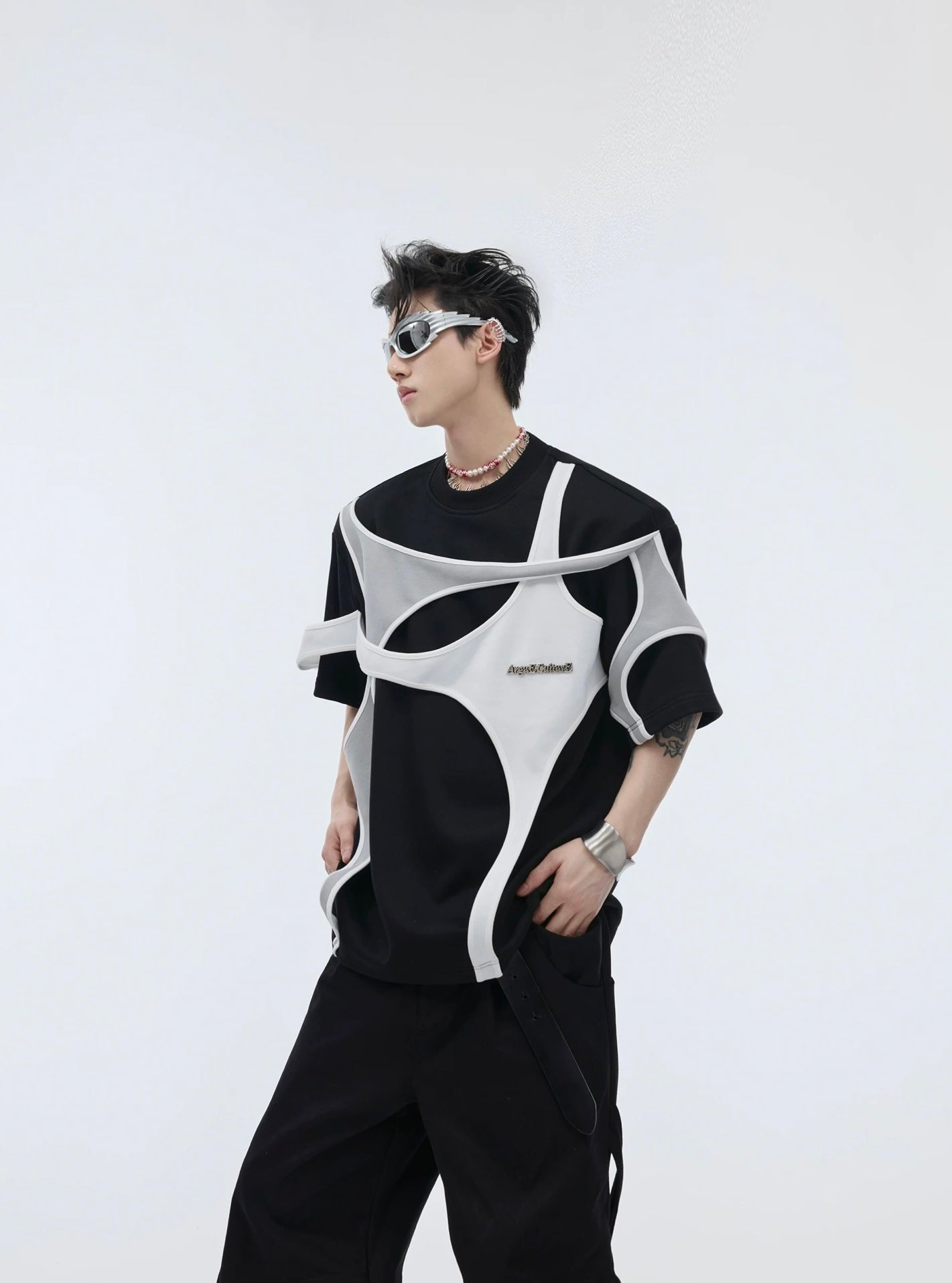 Double layer futuristic coated t-shirt