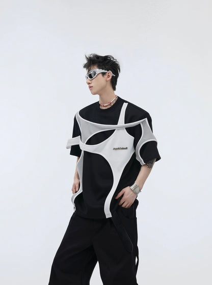 Double layer futuristic coated t-shirt