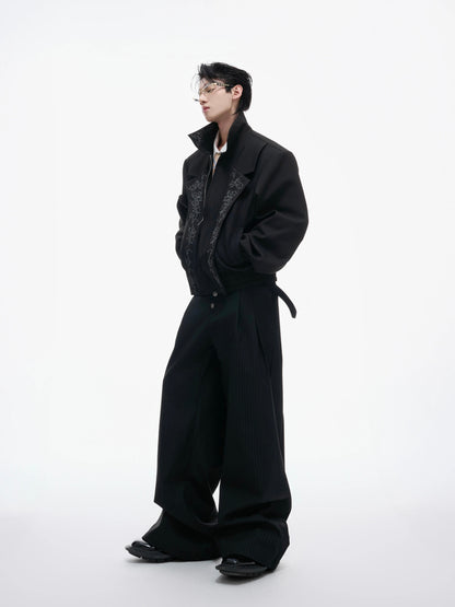 Phantom elegance embroidered black jacket