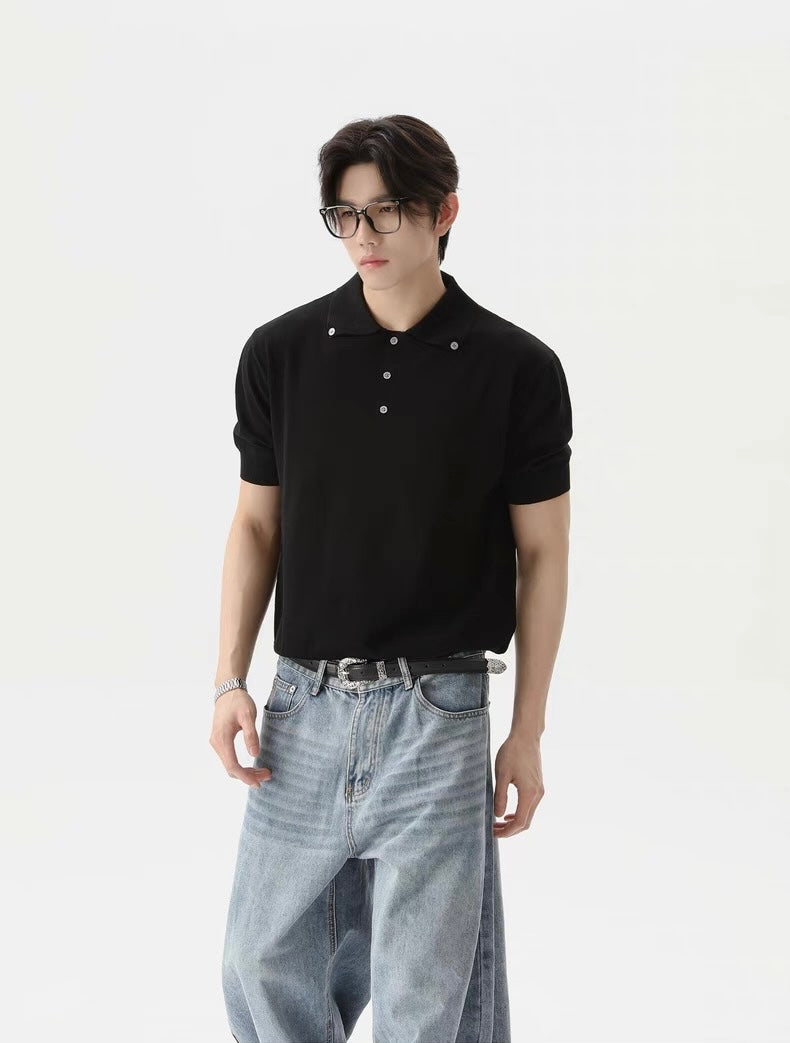 Buttons designed casual polo shirt
