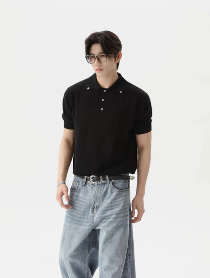 Buttons designed casual polo shirt