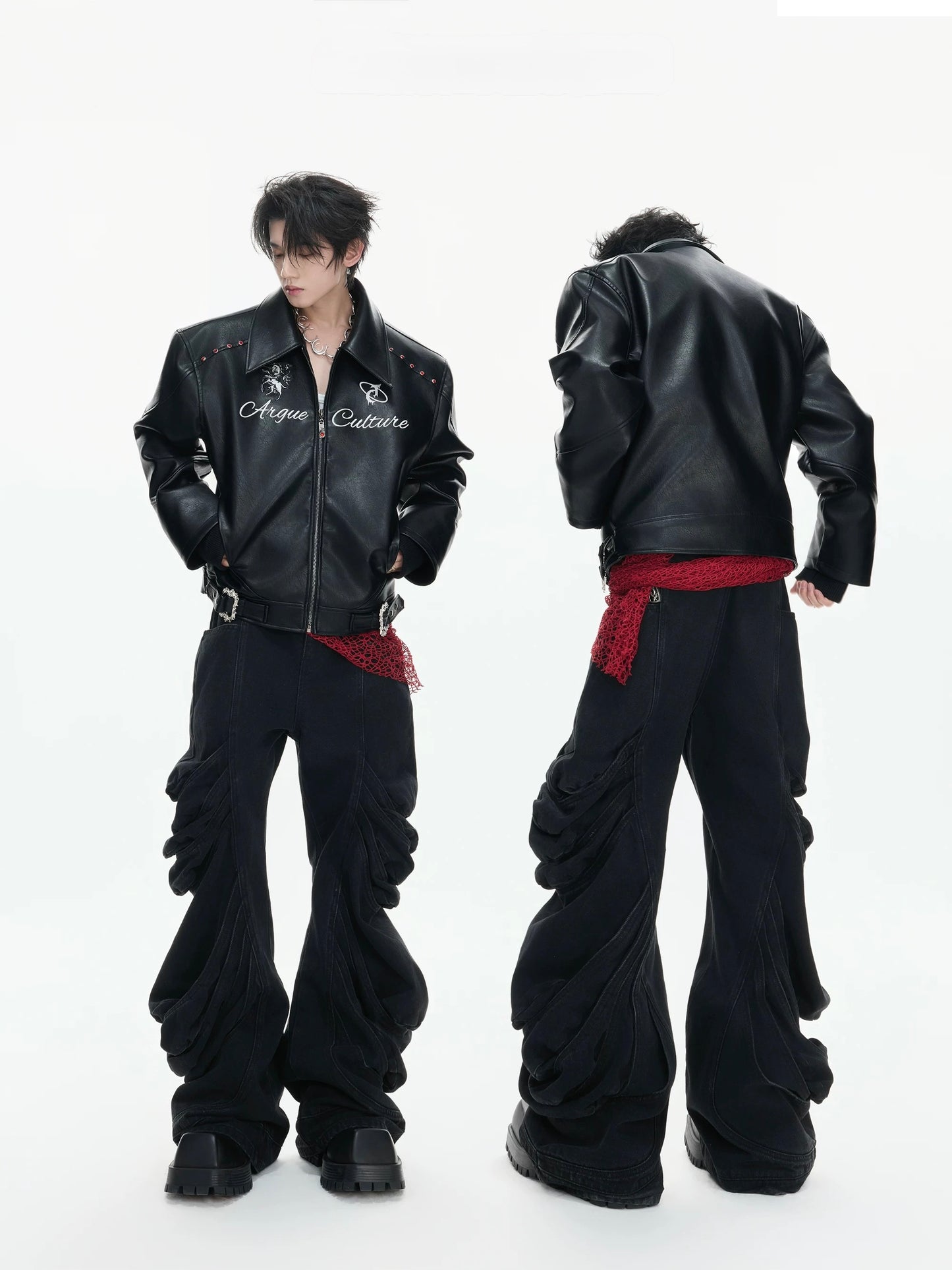 Inferno noir studded command leather jacket