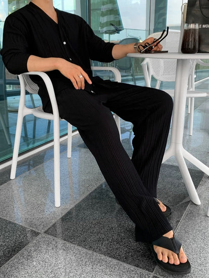 Luxury resort pleated set up wide leg pants