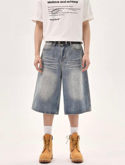 Vintage washed casual denim short pants