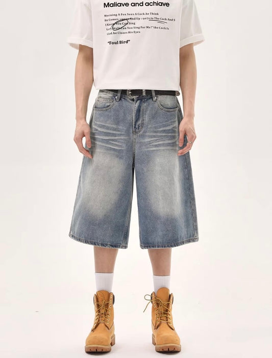 Vintage washed casual denim short pants