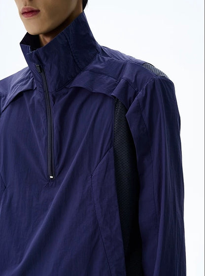 Technical shell layered geometric lines jacket