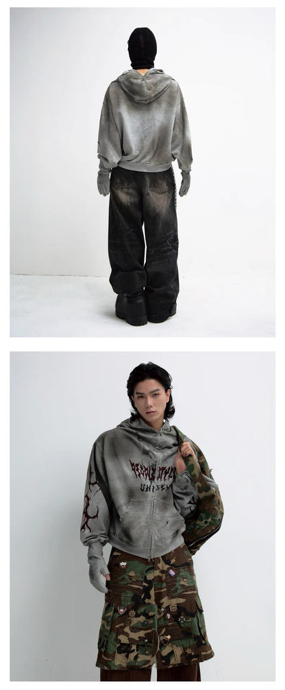 Dirty mask removable gloves hoodie