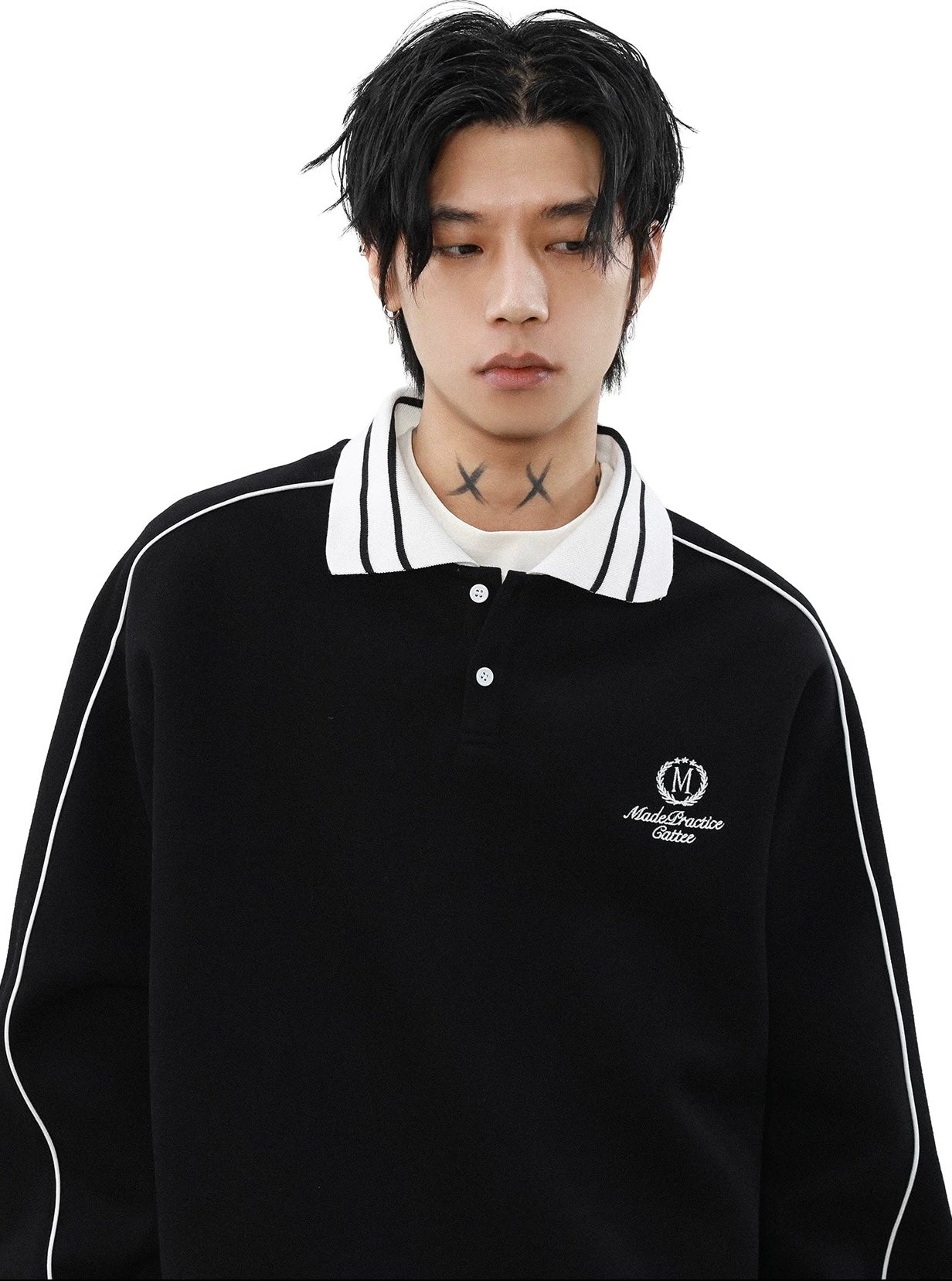 Academy style polo collar long sleeve t-shirt