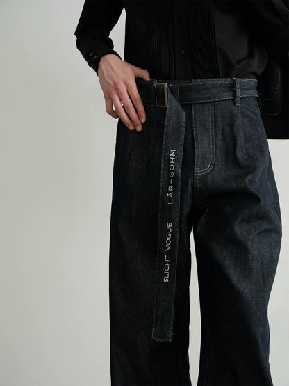Silent shadows geometry refined denim pants