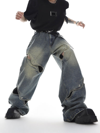 Blade cut design denim pants