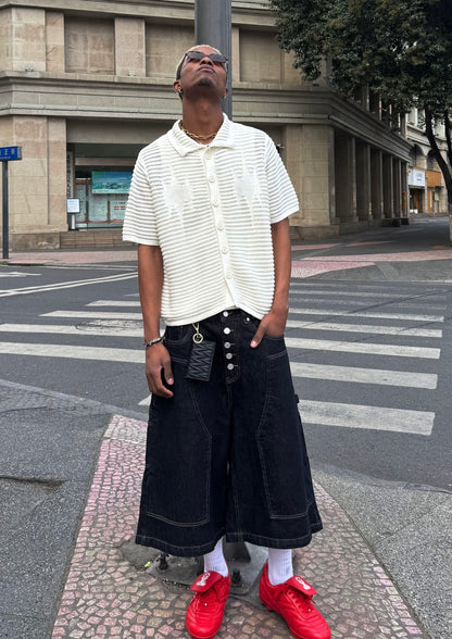 Beach laurel wave knitted short sleeve shirt
