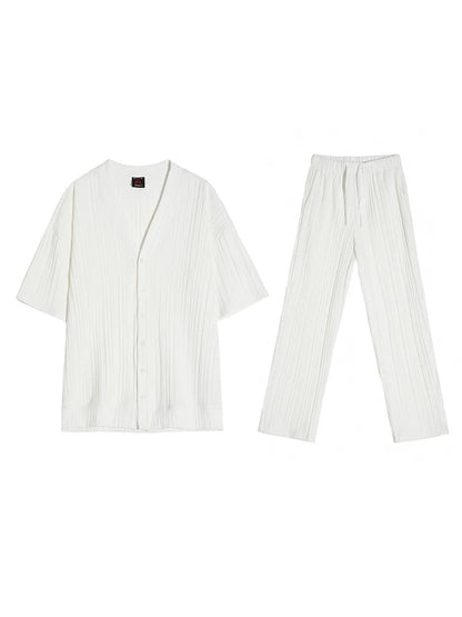 Luxury resort pleated set up wide leg pants