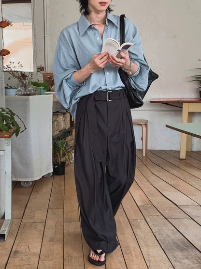 Shadow gravity wide leg pleated pants