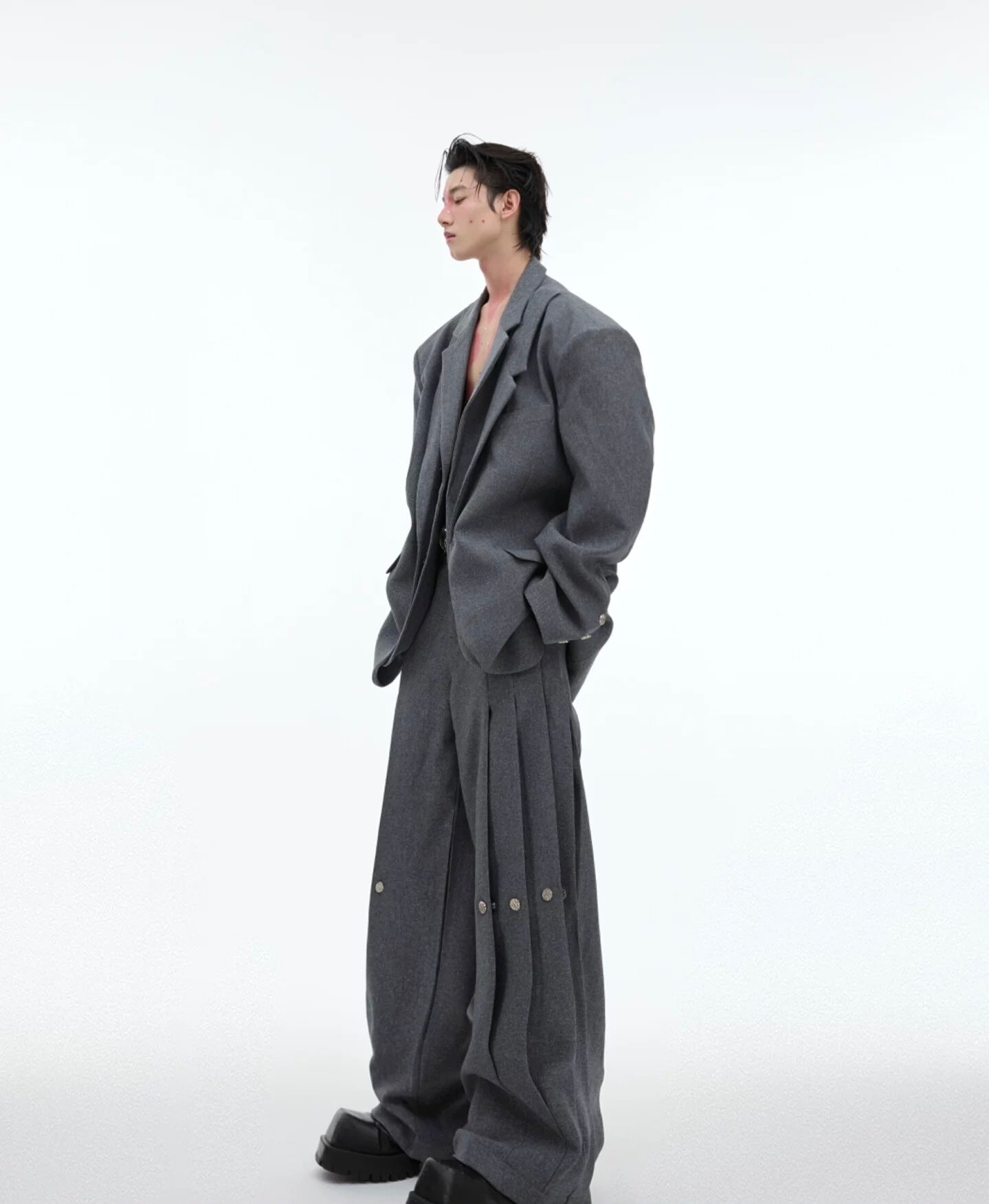 Monarch infinite engraved metal ornamented pants
