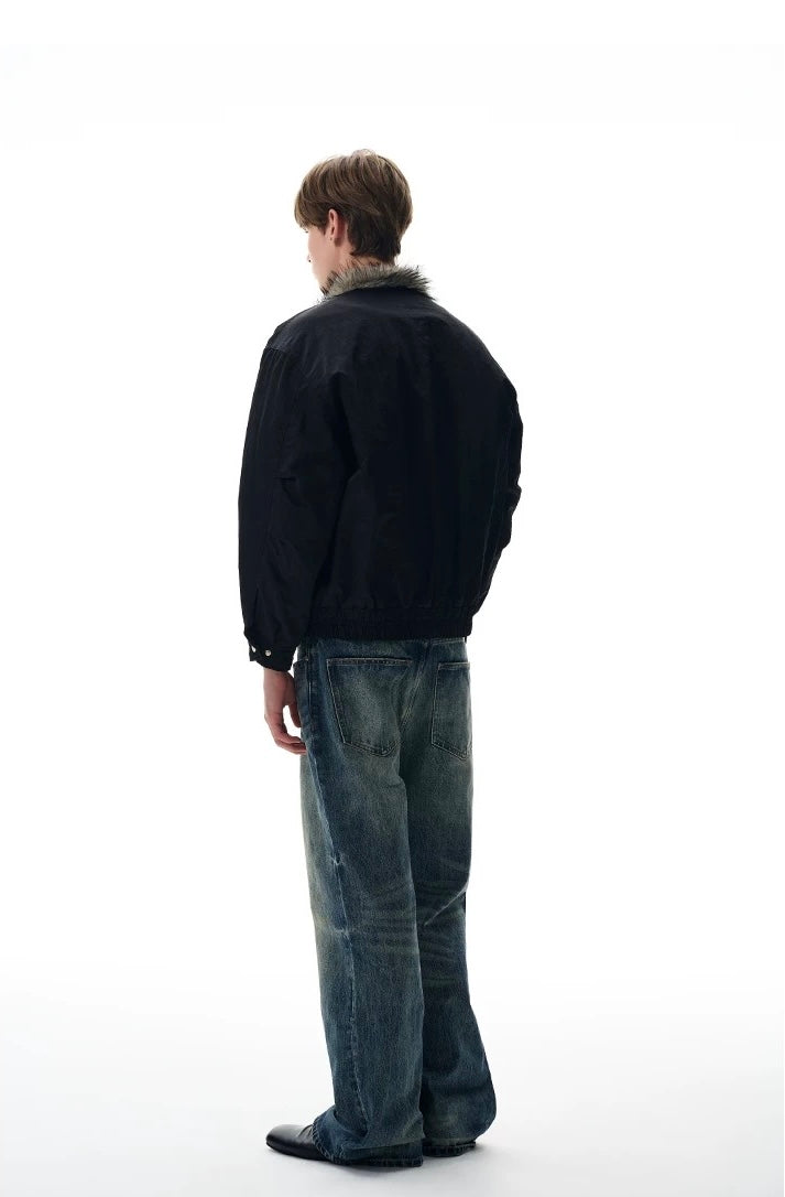 Nocturnal luxe fur bomber jacket