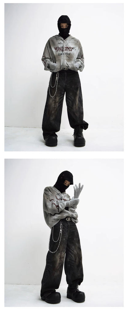 Dirty mask removable gloves hoodie