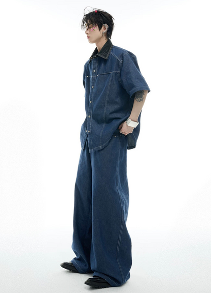Snake pattern seamless denim setup pants