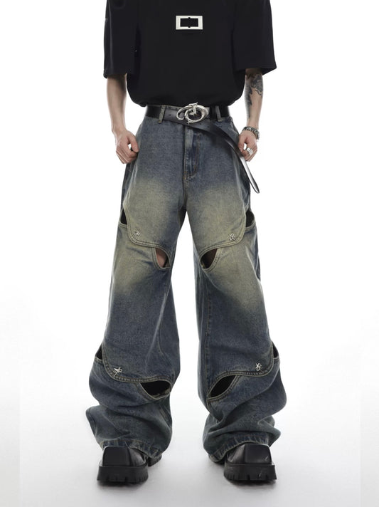 Blade cut design denim pants
