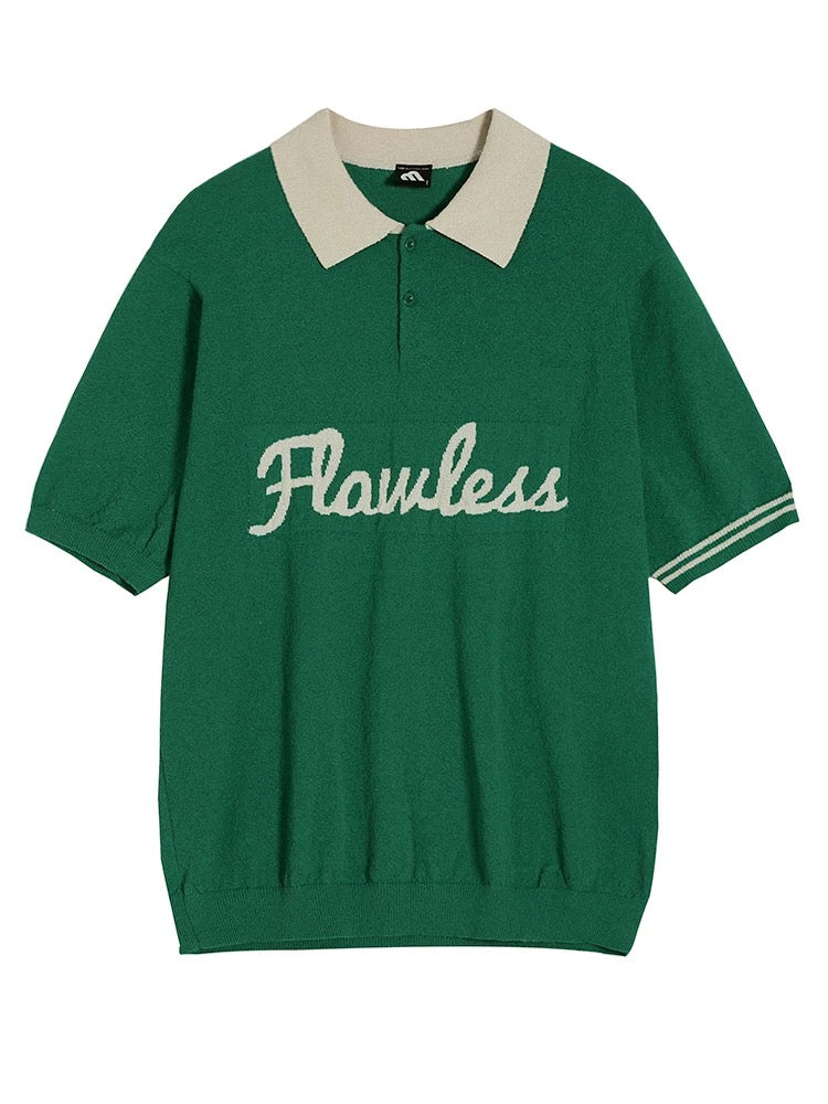 Flawless retro summer knit polo shirt
