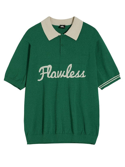 Flawless retro summer knit polo shirt
