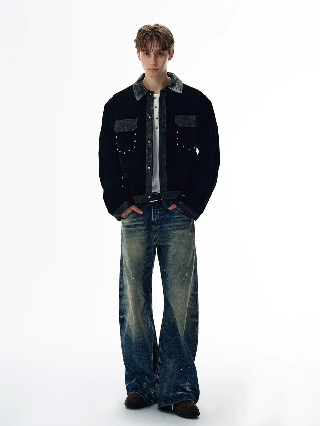 Obsidian contrast croco trim jacket